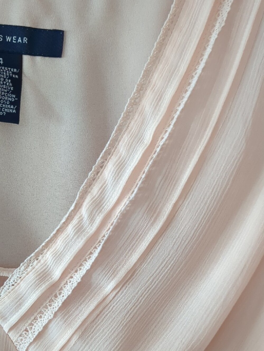 3 for $30 Jones Wear Light Blush V-Neck Pleated Blouse - Picture 3 of 4